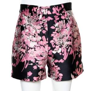 Pre Owned Dolce & Gabbana Pink Floral Lurex Jacquard Shorts S