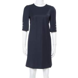Dolce & Gabbana Navy Blue Wool Gabardine Shift Dress M