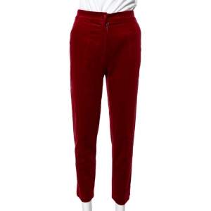 Dolce & Gabbana Red Velvet Tapered Trousers XS