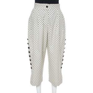 Pre Owned Dolce & Gabbana Cream Cotton Polka Dot Culottes S 