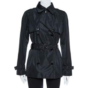 Pre Owned Dolce & Gabbana Black Polyester Double Breasted Coat S