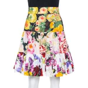 Pre Owned Dolce & Gabbana Multicolor Floral Print Cotton Mini Skirt L