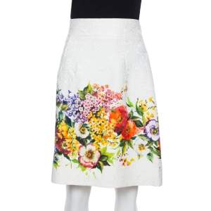 مملوكة مسبقًا Dolce & Gabbana Multicolor Floral Embossed Jacquard Short Skirt M