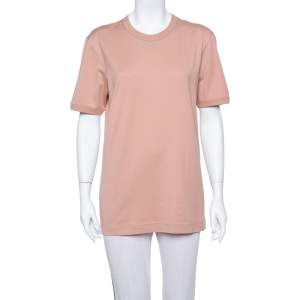 مملوكة مسبقًا Dolce & Gabbana Salmon Pink Cotton Crewneck T Shirt L