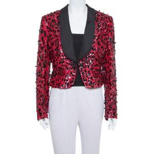 مملوكة مسبقًا Dolce & Gabbana Red & Black Sequin Embellished Jacket M