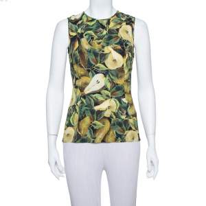 Pre Owned Dolce & Gabbana Green Pear Printed Crepe Tank Top S