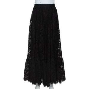 Pre Owned Dolce & Gabbana Black Lace Full Circle Maxi Skirt L