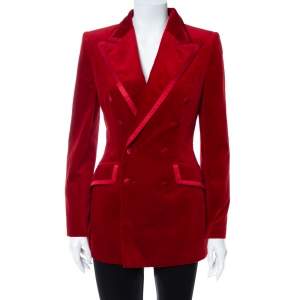 مملوكة مسبقًا Dolce & Gabbana Red Velvet Double Breasted Blazer S