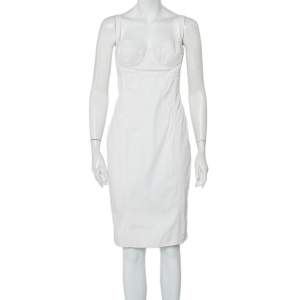 Dolce and Gabbana White Cotton Sleeveless Bustier Dress M
