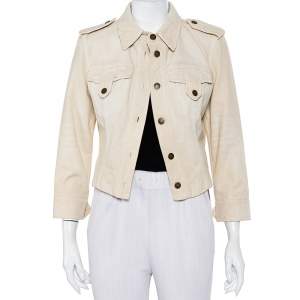 Pre Owned Dolce & Gabbana Vintage Beige Denim Button Front Jacket M
