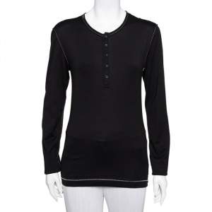 Pre Owned Dolce & Gabbana Black Cotton Long Sleeve T-Shirt L