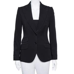 Pre Owned Dolce & Gabbana Black Wool Button Front Blazer S