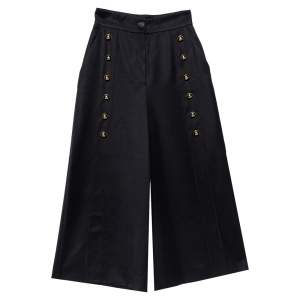 Pre Owned Dolce & Gabbana Black Wool Button Detail High Waist Culottes S  