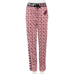 Pre Owned Dolce & Gabbana Bicolor Mania Printed Jersey  & Logo Intarsia Knit Trim Track Pants M