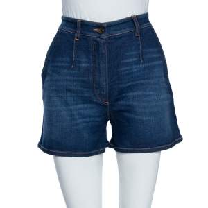 Dolce & Gabbana Navy Blue Cotton High Waist Shorts S