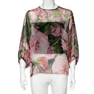 Dolce & Gabbana Multicolor Floral Printed Silk Top M
