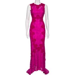 Pre Owned فستان ماكسي دولتشي أند غابانا ماغينتا داتيل حبل مفتوح مقاس صغير - سمول