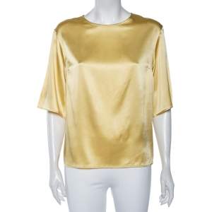 Dolce & Gabbana Gold Silk Satin Top S