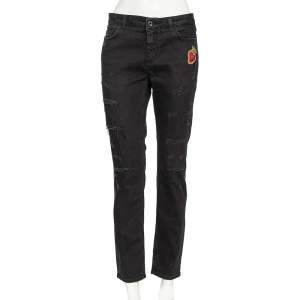 Pre Owned Dolce & Gabbana Black Denim Sacred Heart Detail Pretty Fit Jeans L