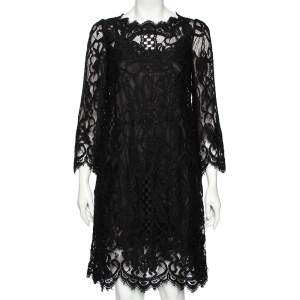 Dolce & Gabbana Black Lace Shift Dress M