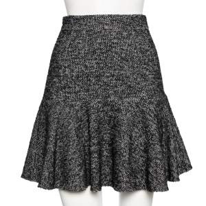 Dolce & Gabbana Monochrome Wool Blend Tweed Mini Skirt S