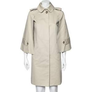 Pre Owned Dolce & Gabbana Beige Wool Cape Overlay Detailed Trench Coat S