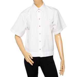 Pre Owned Dolce & Gabbana White Cotton Button Front Short Sleeve Shirt M