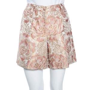 Pre Owned Dolce & Gabbana Pink Floral Brocade Shorts M