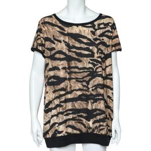 Dolce & Gabbana Brown Animal Printed Knit T-Shirt L