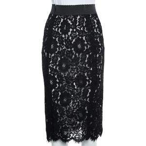 مملوكة مسبقًا Dolce & Gabbana Black Lace Pencil Skirt XS