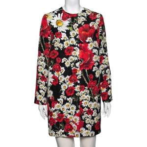 Pre Owned Dolce & Gabbana Multicolored Daisy & Poppy Printed Jacquard Coat S
