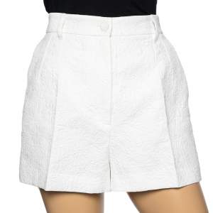 Pre Owned Dolce & Gabbana White Floral Patterned Cotton Shorts M