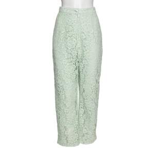 Pre Owned Dolce & Gabbana Mint Green Lace Trouser XL 