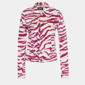 D&G Pink Animal Striped Cotton Button Front Jacket S
