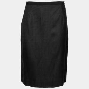 Pre Owned Dolce & Gabbana Black Textured Crepe Pencil Skirt M