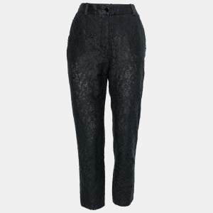 Pre Owned Dolce & Gabbana Black Lace & Silk Tapered Pants M