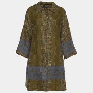 Dolce & Gabbana Green Tweed Lace Applique Coat M