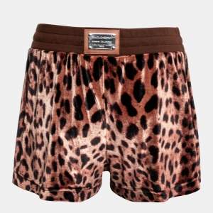 Pre Owned Dolce & Gabbana Brown Animal Print Velvet Shorts M