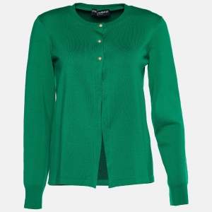 Pre Owned Dolce & Gabbana Green Wool Button Front Cardigan M