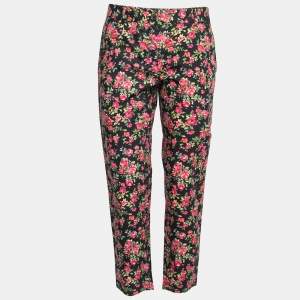 Pre Owned Dolce & Gabbana Multicolor Rose Printed Cotton Pants M