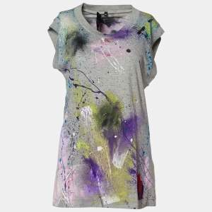 Pre Owned توب دولتشي آند غابانا جيرسيه رصاصي إصدار محدود برسم يدوي مقاس متوسط - ميديوم