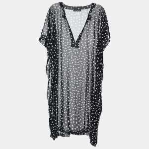 Pre Owned Dolce & Gabbana Black/White Polka Dot Print Georgette Oversized Top M