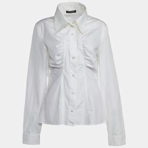 Pre Owned Dolce & Gabbana White Cotton Button Front Shirt L
