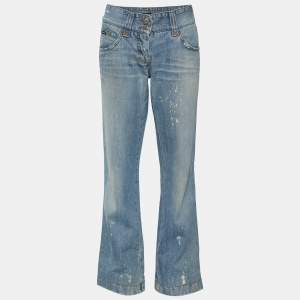 Pre Owned Dolce & Gabbana Blue Wash Denim Boot Cut Jeans M/Waist 30"