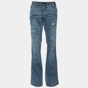 Pre Owned Dolce & Gabbana Blue Wash Denim Boot Cut Jeans M/Waist 30"