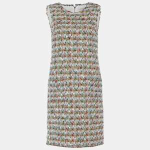 Pre Owned Dolce & Gabbana Multicolor Tweed Sleeveless Shift Dress S