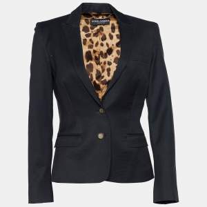 Pre Owned Dolce & Gabbana Black Cotton Blend Slim Fit Blazer S