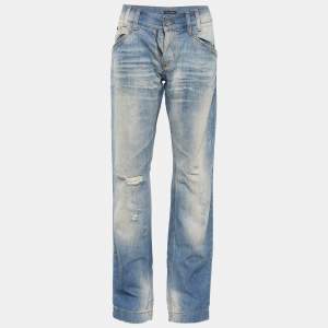 Pre Owned Dolce & Gabbana Blue Denim Zip Detail Classic 14 Fit Jeans L