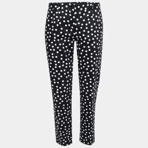Pre Owned Dolce & Gabbana Black and White Polka Dot Cotton Tapered Leg Trousers M 