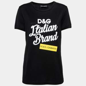 Pre Owned Dolce & Gabbana Black Logo Print Cotton T-Shirt M